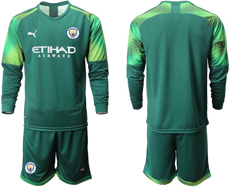 Men 2019-2020 club Manchester City Dark green long sleeve goalkeeper Soccer Jerseys